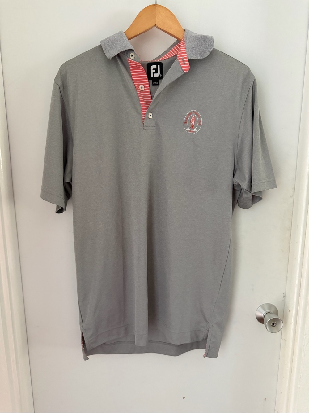 FootJoy Mens Gray Short Sleeve Dri Fit Polo Shirt FJ Medium Logo LC
